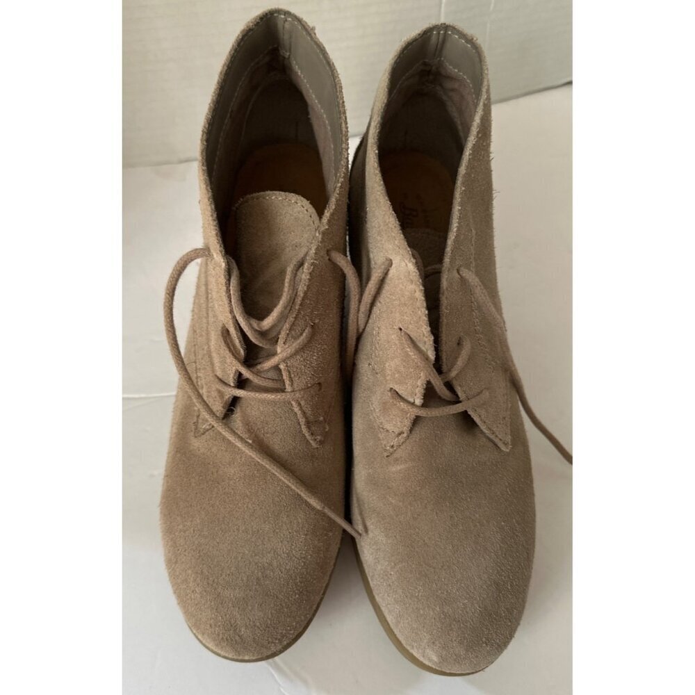 G.H. Bass Women’s Ankle Booties Size 9M – Khaki Suede Leather Upper Casual Fall
